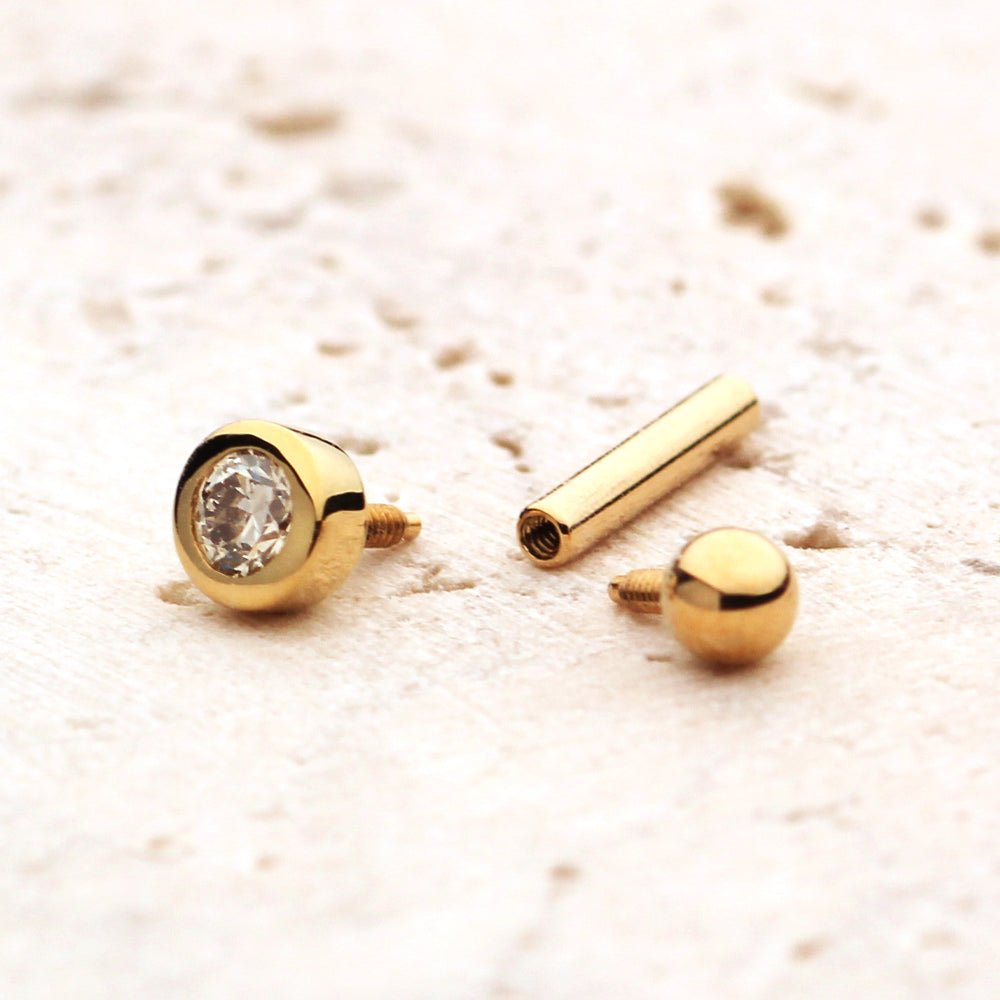 ストレートセット 天然ダイヤモンド ボディピアス│K18/Pt 0.05ct