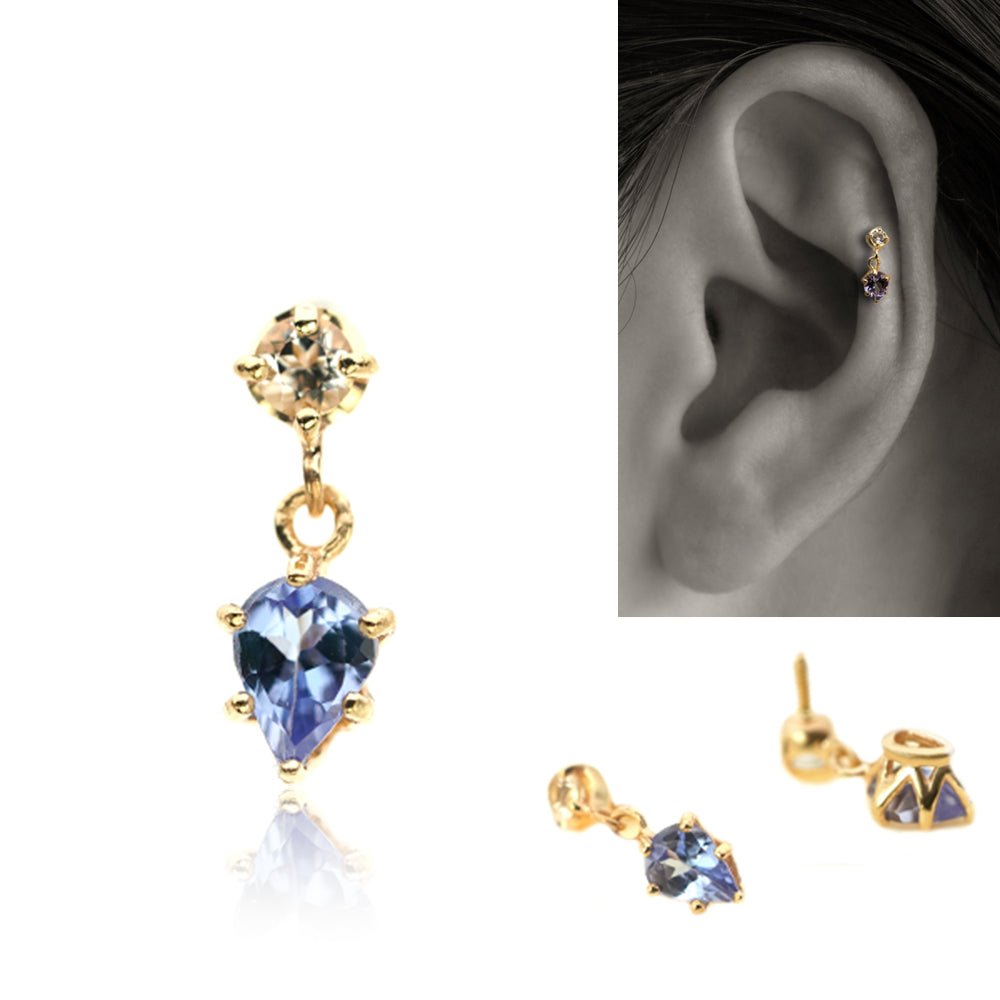 K10金タンザナイト&トパーズ 軟骨ピアス・ボディピアス – PICOLLET