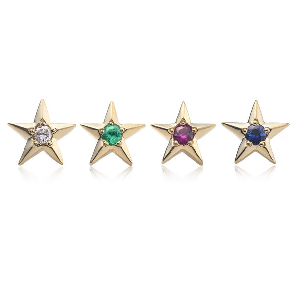 星型ダイヤモンド・ピンクサファイアピアス(K18WG,0.40ct/0.06ct