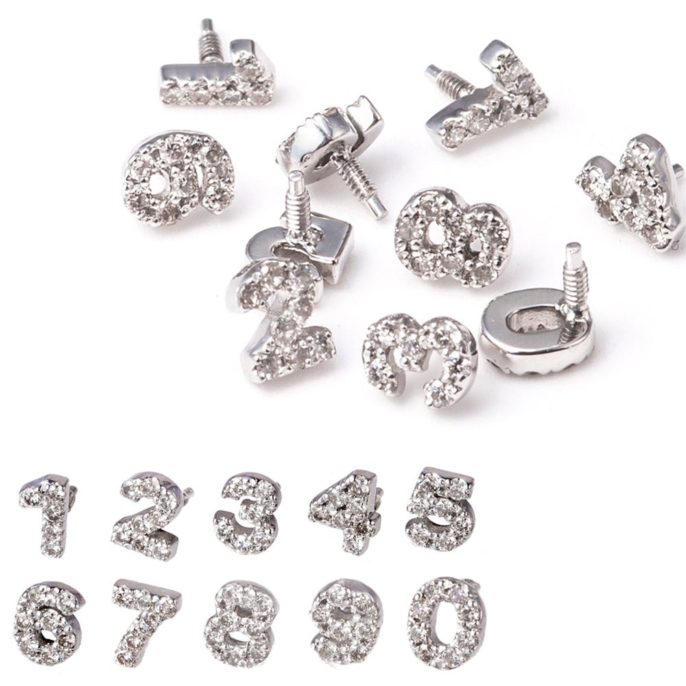 何でも揃う ナンバー ボディピアス 数字の軟骨ピアス ダイヤモンド K18/Pt | アクセサリー